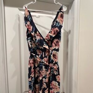 Wide leg floral jumpsuit